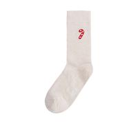 Gerippte Socken Stickerei 1er Pack | von MELA | Fairtrade & GOTS zertifiziert CREAM MELANGE / CANDY CANE 35-38