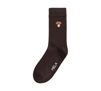 Gerippte Socken Stickerei 1er Pack | von MELA | Fairtrade & GOTS zertifiziert DUNKELBRAUN / MUSHROOM 39-42