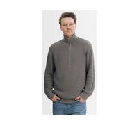 MELA Bio-Unisex-Rippstrick-Troyer 'UDAI' mit Reißverschlusskragen, bear melange, Gr. L