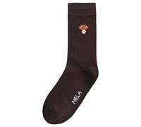 MELA Gerippte Socken Stickerei 1 Paar aus 100% Bio-Baumwolle DUNKELBRAUN / MUSHROOM 43-46