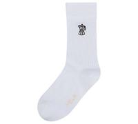 MELA Gerippte Socken Stickerei 1er Pack WEISS / KAFFEE 43-46