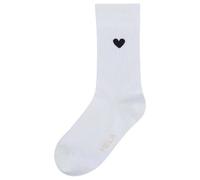 MELA Gerippte Socken Stickerei 1er Pack WEISS / SCHWARZES HERZ 35-38