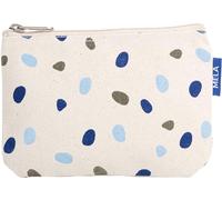 MELA Kosmetiktasche aus Bio-Baumwoll-Canvas 18 x 12 cm, greige/blue dots print