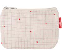 MELA Kosmetiktasche aus Bio-Baumwoll-Canvas 18 x 12 cm, greige/candy grid print