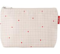MELA Kosmetiktasche aus Bio-Baumwoll-Canvas 20 x 15 cm, greige/candy grid print