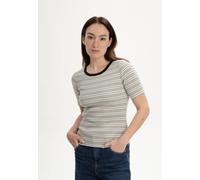 MELA Ripp T-Shirt Style JASLEEN aus 100% Bio-Baumwolle DUSTY GREEN GESTREIFT S