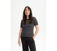 MELA Bio-Damen-Ripp-T-Shirt 'JASLEEN' mit Rundhalsausschnitt, schwarz/weiß, Gr. M
