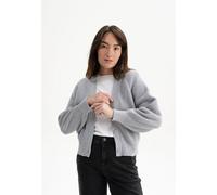 MELA Bio-Damen-Rippstrick-Cardigan 'BHUMA' mit Raglan-Ärmel, grau melange, Gr. L