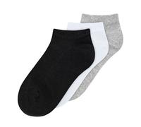 MELA Sneaker Socken 3er-Pack aus Biobaumwoll-Mix schwarz-weiß-grau S (35-38)