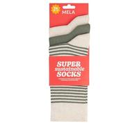 MELAWEAR Socken 3er Pack Basic (DE/NL/SE/PL, Numerisch, 35, 38, Regular, Regular, cream melange/thymian gestreift)