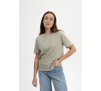 MELA Bio-Damen-T-Shirt 'TANIKA' mit geripptem Rundhalsausschnitt, dusty green, Gr. L