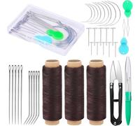 melairo 3 Rollen Nähgarn, 100 M Langes Garn für Haarverlängerungen, Nadel und Faden zum Einnähen für Haare, Garn zum Nähen Von Haaren und Perücken.