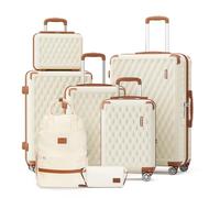 Melalenia Kofferset 7tlg Hartschale Leicht mit 4 Rollen und TSA-Schloss Der Gepäcksets Enthält 1 Kosmetikkoffer 1 Reiserucksack und 1 Kulturbeutel Weiß