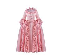 MelangCos Damen Rokoko Kostüm Marie Antoinette Rosa Prinzessin Kleid Court Ballkleid (Rosa, XXXL)