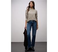Langarmshirt STREET ONE, Damen, Gr. 40, light terra mocha meliert, Stoff, 51% Polyester, 45% Viskose, 4% Elasthan, unifarben, comfort fit normal, ohne Ausschnitt, elastischer Bund, Shirts Langarmshirt
