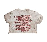 Melanie Martinez Damen on My Period Exklusives, gewaschenes Crop Top T-Shirt, Weiss/opulenter Garten, Klein