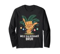 Mele Kaliki Shaka Sign Tropical Christmas Hawaiian Xmas Palm Langarmshirt