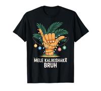 Mele Kaliki Shaka Sign Tropical Christmas Hawaiian Xmas Palm T-Shirt