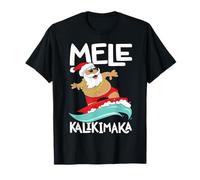 Mele Kalikimaka Hawaiian Christmas Hawaii Surfing Santa T-Shirt
