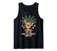 Mele KalikiShaka Sign Tropical Christmas Hawaiian Xmas Palm Tank Top