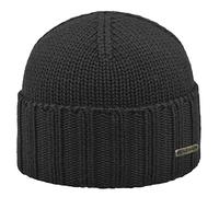 MELEGARI Mütze mit hohem Rand | Beanie Varese | reine Merinowolle | Made in Italy, Nero