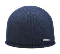 Melegari Strickmütze aus Kaschmir mit gerolltem Rand | Salorno | 100% Kaschmir | Made in Italy | Unisex Rollmütze, blau, 54/60 cm