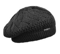 Melegari Strickmütze | Pranevoso Baskenmütze | Mütze aus Wolle und Alpaka | Strickfutter aus Wolle | Damen Mädchen | Herbst / Winter, Schwarz , 55-58