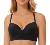 MELENECA Gepolsterter Nahtloser kabelloser Push-up-BH für Damen mit Halt und Hebung Schwarz 90C