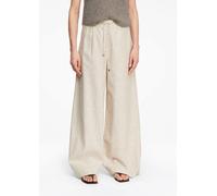 Melierte Wide-Leg-Hose aus Leinenmix mit Gürtel-Detail beige 32/LONG