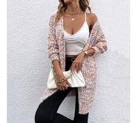Melierter gestrickter Lässig Design Cardigan, Langarm Oberteil