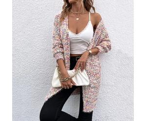 Melierter gestrickter Lässig Design Cardigan, Langarm Oberteil
