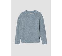 Melierter Strickpullover im Loose Fit mit Label-Patch hellblau 140