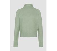 Melierter Strickpullover mit Stehkragen XS grün