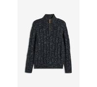 Melierter Troyer-Pullover mit Zopfmuster 52/54 (L)