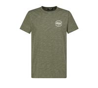 Meliertes Shirt mit Print Modern Rundhals Regular Fit, Farben:Grün-2, Größe:L