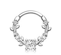 Melighting Helix Ohrring 316L Edelstahl Septum Ring 16G CZ Knorpel Ohrring Vine Daith Hoop Conch Piercing Schmuck für Frauen Männer, 10 mm, Edelstahl