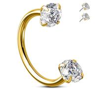 Melighting Horseshoe Nase Ringe 20G Knorpel Ohrring Drahtlos Push in Lippen Piercing Schmuck 316L Edelstahl Septum Ringe Doppel Gem Helix Ohrringe 8mm