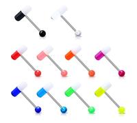 Melighting Pill Zungenpiercings Set 10pcs Zungenringe G23 Titan Zungenpiercings Kunststoff Zungenpiercing Bar Zungenpiercing Schmuck, Titan