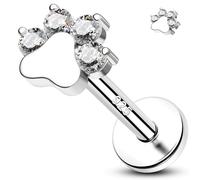 Melighting Sterling Silber 925 Knorpel Ohrring Innengewinde Helix Piercing Schmuck CZ Flach Rücken Ohrring 16G Hund Paw Labret Stud Tragus Stud 8mm