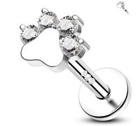 Melighting Sterling Silber 925 Knorpel Ohrring Innengewinde Helix Piercing Schmuck CZ Flach Rücken Ohrring 16G Hund Paw Labret Stud Tragus Stud 6mm