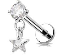 Melighting Threadless Flat Rücken Ohrring Dangle CZ Stern Helix Stud G23 Titan Knorpel Stud 16G Tragus Ohrringe Labret Lippen Piercing Schmuck