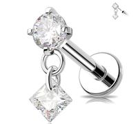 Melighting Threadless Flat Rücken Ohrring Dangle CZ Stern Helix Stud G23 Titan Knorpel Stud 16G Tragus Ohrringe Labret Lippen Piercing Schmuck