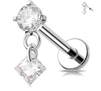 Melighting Threadless Flat Rücken Ohrring Dangle CZ Stern Helix Stud G23 Titan Knorpel Stud 16G Tragus Ohrringe Labret Lippen Piercing Schmuck