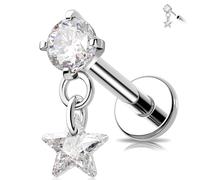 Melighting Threadless Flat Rücken Ohrring Dangle CZ Stern Helix Stud G23 Titan Knorpel Stud 16G Tragus Ohrringe Labret Lippen Piercing Schmuck