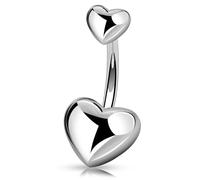Melighting Titan Bauchnabelring Herz Bauchnabelringe Bauchnabelpiercing Schmuck Innengewinde Bauchnabel Barbell für Frauen, 14G 10mm, Titan