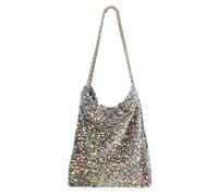 Meliyya Pailletten Beuteltasche Glitzer Shopper Tote Bag, Bunt