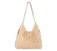 Meliyya Plüsch Handtasche Damen 3 in1 Flauschige Shopper Schultertasche Arbeit Uni Schule Mädchen Rucksack, Beige Khaki