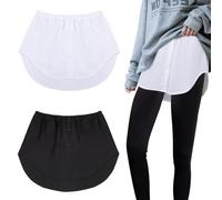 MELLIEX 2 Stück Blusenrock Hemdverlängerung Damen Mini Unterrock Shirt Extender Fake Bluse Minirock Saum Röckchen mit Knöpfen