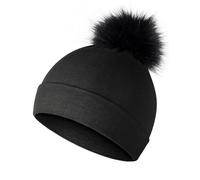 MELLIEX Bommelmütze Kinder, Warme Baby Wintermütze, Weiche Beanie Sterntaler Mütze für Jungen Mädchen 0-5 Jahre, Schwarz