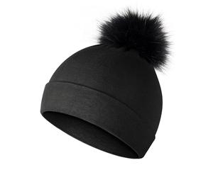 MELLIEX Bommelmütze Kinder, Warme Baby Wintermütze, Weiche Beanie Sterntaler Mütze für Jungen Mädchen 0-5 Jahre, Schwarz